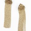 Hot Gold Bronze Bead And Crystal Tassel Earrings