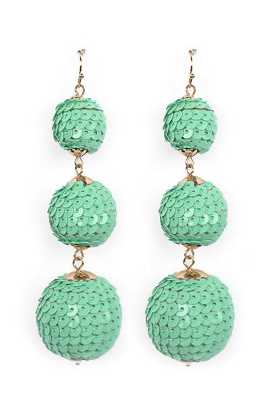 Online Sequin 3 Ball Drop Earrings