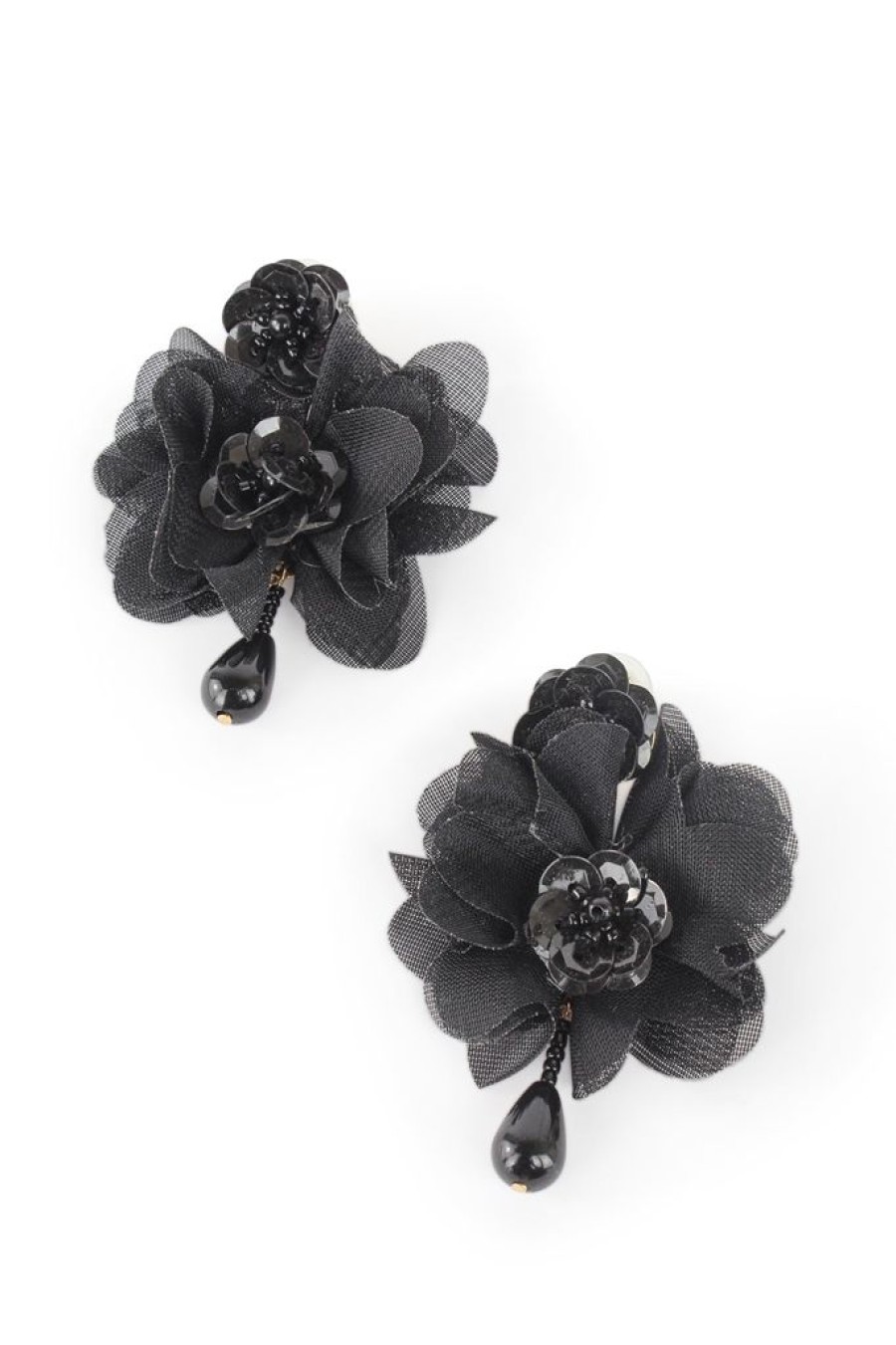 Clearance Sequin And Tulle Flower Drop Earrings