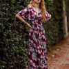 New Caftan Dress-Bordeaux Ferns