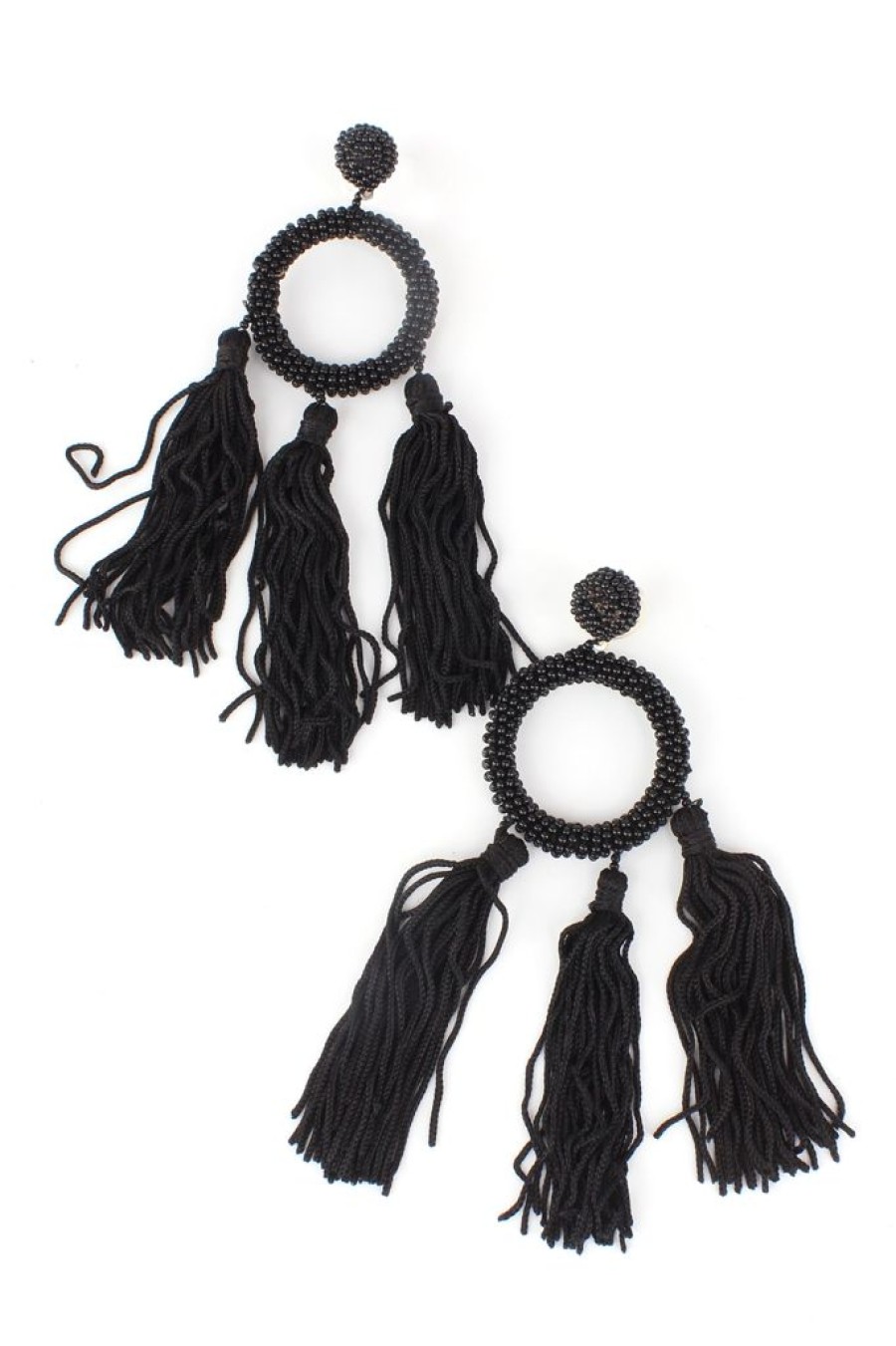 New Bead Circle & Tassel Earrings