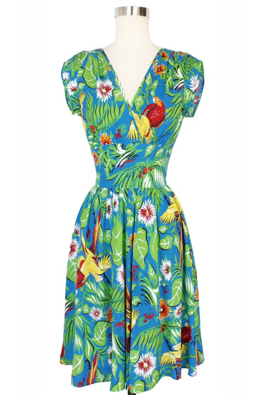 New Sandra Dress-Jungle Parrots