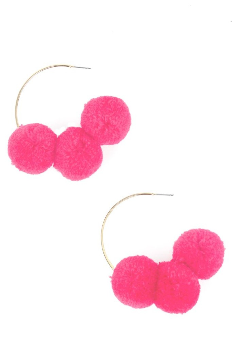 Best Three Pompom Hoop Earrings