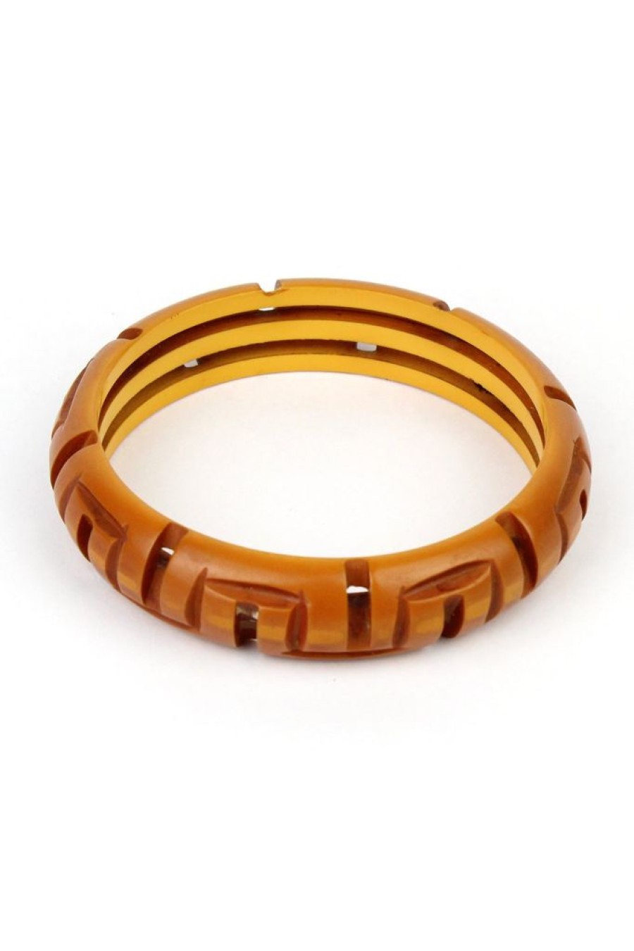 Wholesale Bakelite Estate-Deco Tiki Carved Bangle